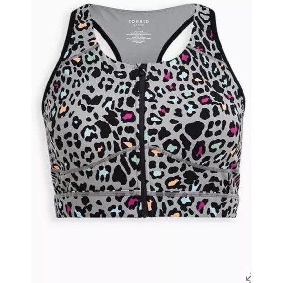 Torrid  Women’s Low-Impact Wireless Zip Front Active Sports Bra Animal Print 3 - Picture 2 of 13